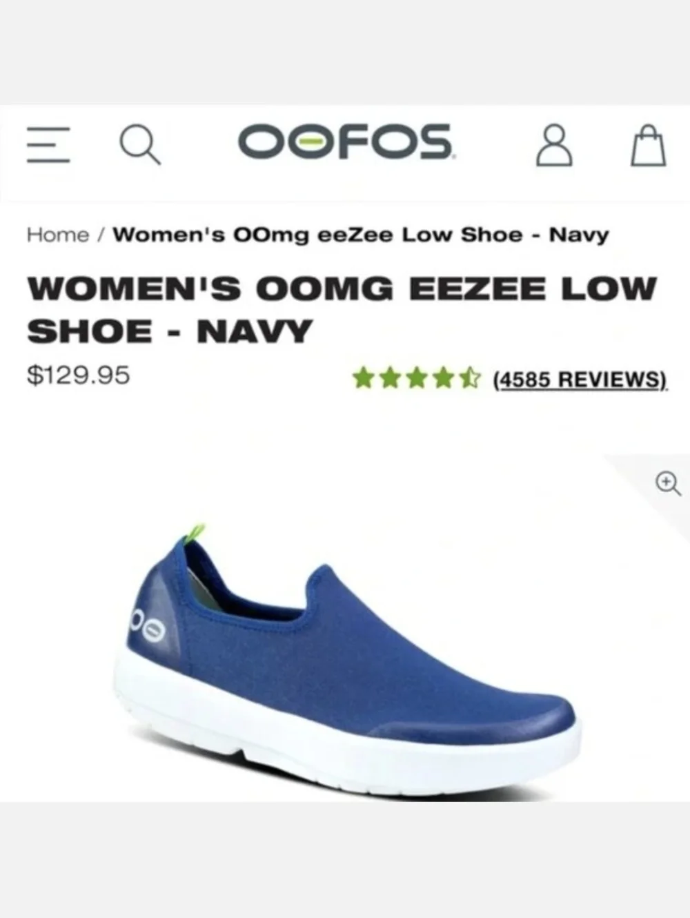 (New) OOFOS – OOmg eeZee Low Recovery Shoes (Navy) – Women's 8